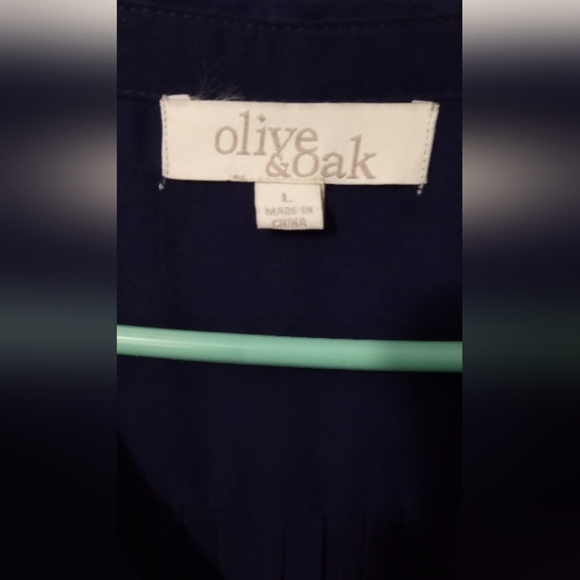 Olive & Oak navy Button Up, Size Large.  Pleated Back, Corpcore - Picture 2 of 4